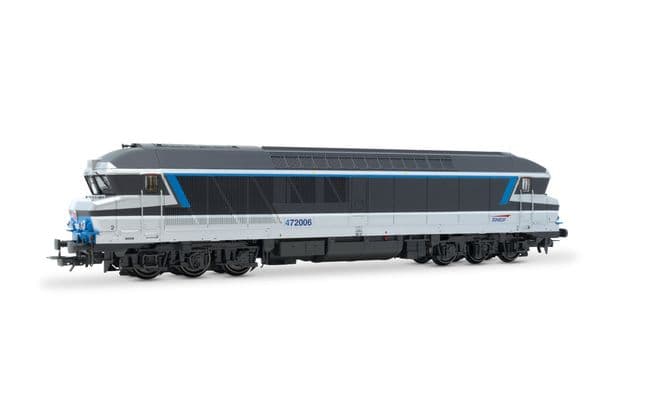 Locomotive diesel CC 472006, "livrée bleue Isabelle", logo Casquette, SNCF époque V