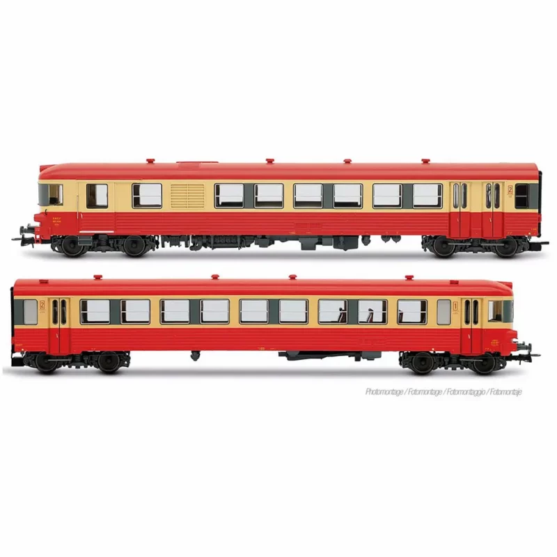 HJ2625 SNCF, autorail diesel bicaisse X 4300, livrée rouge/crème, avec grand logo SNCF