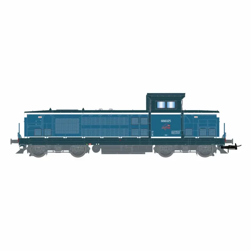 Jouef-HJ2475S SNCF Infra, locomotive diesel BB 666025, livrée blanche/bleue, décodeur sonore multiprotocole
