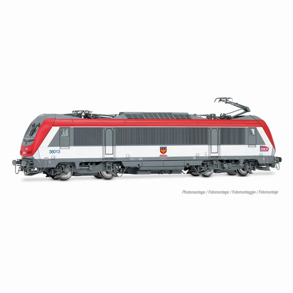 JOUEF-HJ2479,SNCF, locomotive éléctrique tri-tension BB 36013 « Bonnencontre », livrée rouge/argent, 2R, EP.VI
