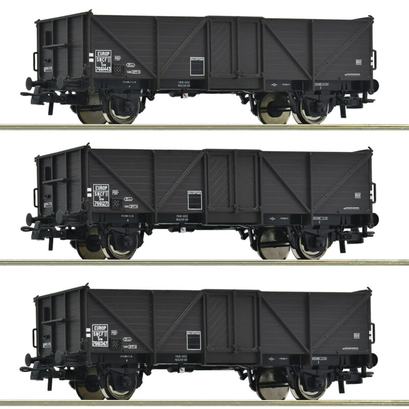 ROCO 6600141 - Coffret de 3 wagons de marchandises ouverts, SNCF, HO, 2R