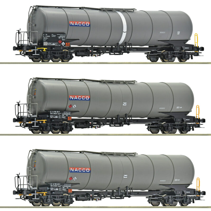 ROCO 6600197 -Ensemble de 3 pièces : Wagons-citernes, NACCO, HO, 2R