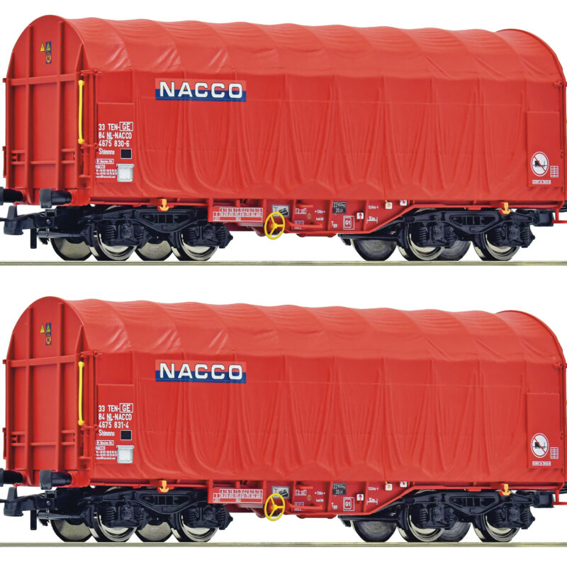 ROCO 6600226,  Coffret de 2 wagons à bâche coulissante NACCO, Ep. VI, HO, 2R
