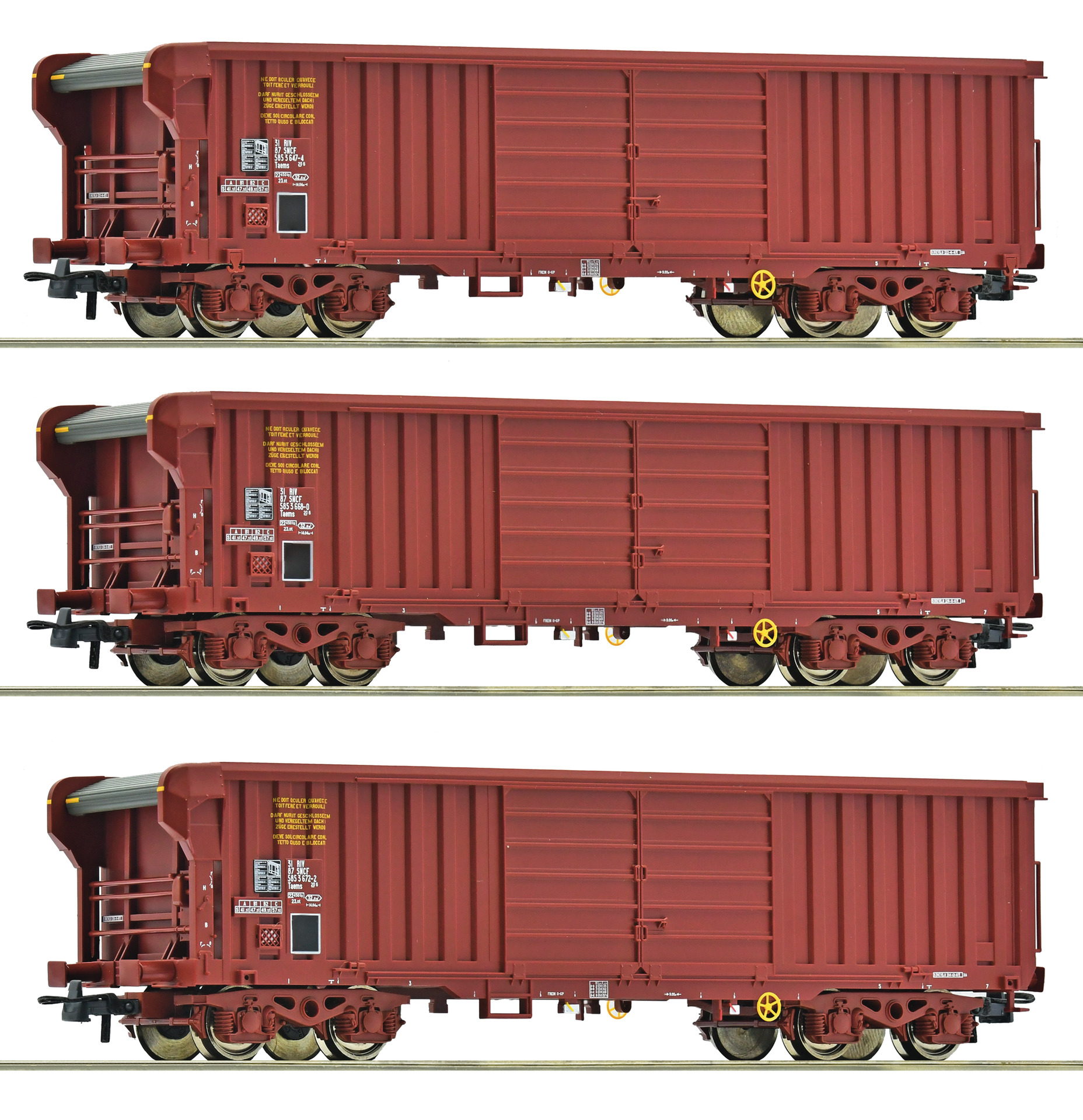 ROCO 6600285 - Coffret de 3 pièces : Wagons à toit roulant, SNCF, HO, 2R